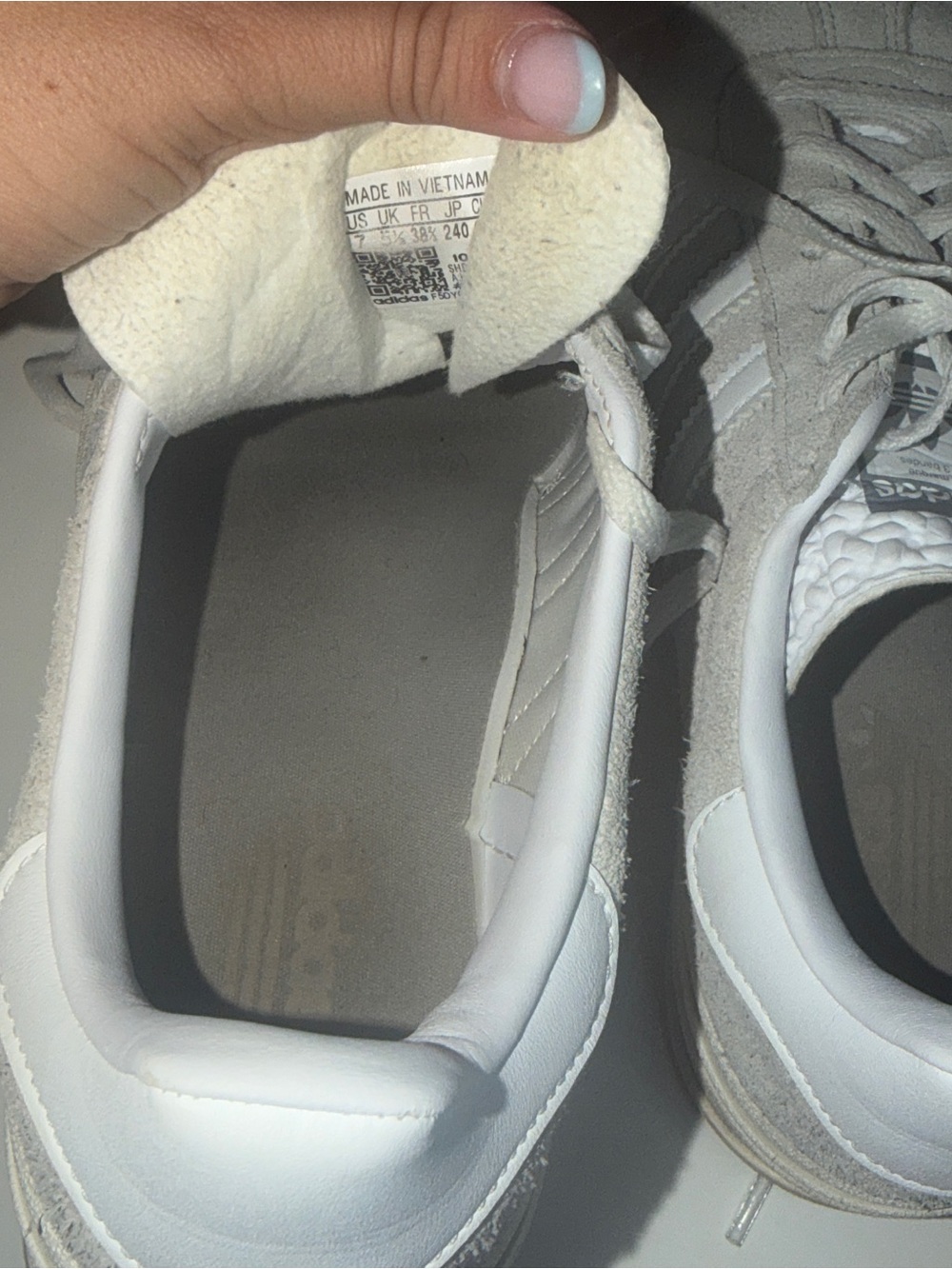 adidas Gazelle Bold Platform Sneakers - White/Light Gray Suede - Picture 14 of 14